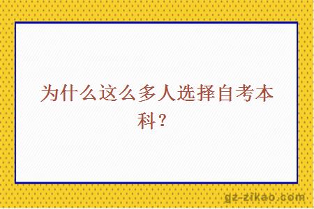 为什么这么多人选择自考本科？