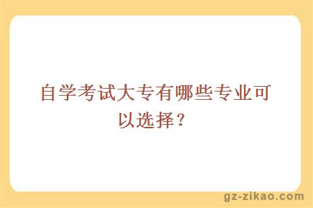 自学考试大专有哪些专业可以选择？