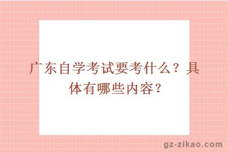 广东自学考试要考什么？具体有哪些内容？