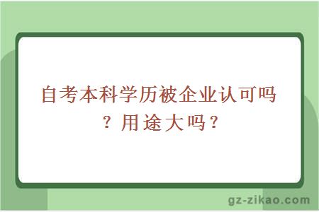 自考本科学历被企业认可吗？用途大吗？