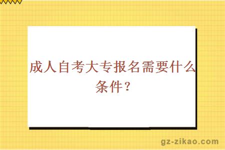 成人自考大专报名需要什么条件？