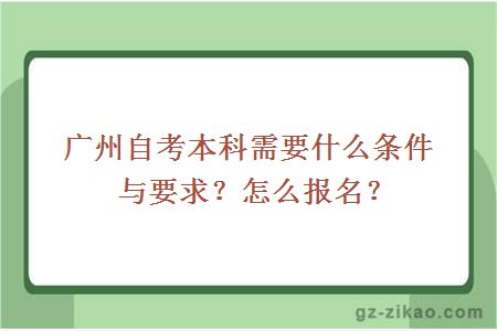 广州自考本科需要什么条件与要求？怎么报名？