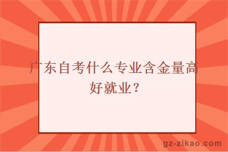 广东自考什么专业含金量高好就业？