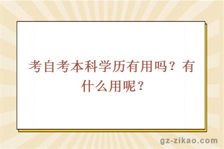 考自考本科学历有用吗？有什么用呢？