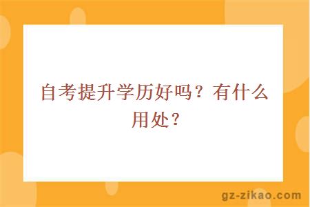 自考提升学历好吗？有什么用处？