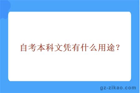 自考本科文凭有什么用途？