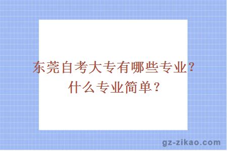 东莞自考大专有哪些专业？什么专业简单？