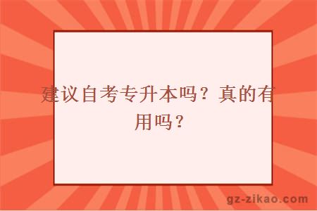 建议自考专升本吗？真的有用吗？