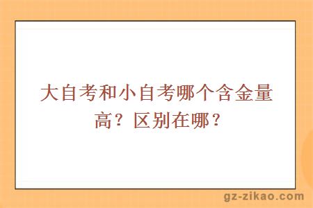 大自考和小自考哪个含金量高？区别在哪？