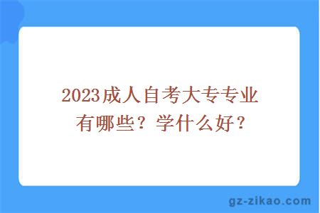 2023成人自考大专专业有哪些？学什么好？