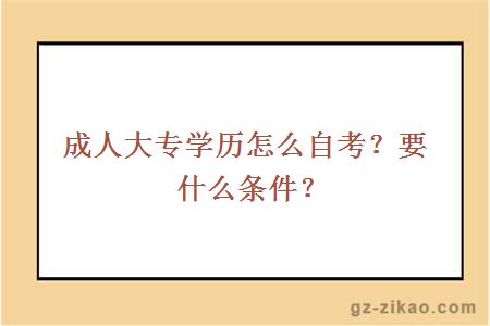 成人大专学历怎么自考？要什么条件？