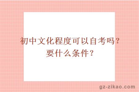 初中文化程度可以自考吗？要什么条件？