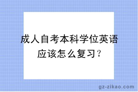 成人自考本科学位英语应该怎么复习？