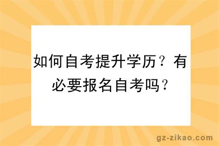 如何自考提升学历？有必要报名自考吗？