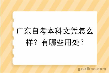 广东自考本科文凭怎么样？有哪些用处？