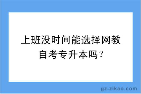 上班没时间能选择网教自考专升本吗？