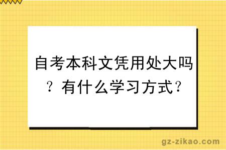 自考本科文凭用处大吗？有什么学习方式？