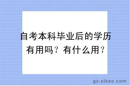 自考本科毕业后的学历有用吗？有什么用？