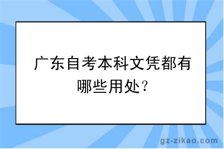 广东自考本科文凭都有哪些用处？