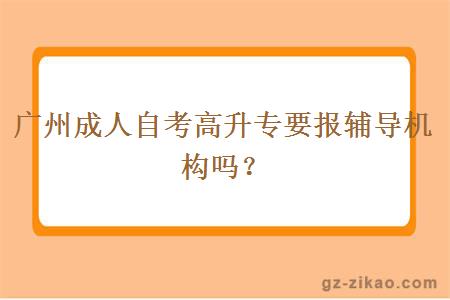 广州成人自考高升专要报辅导机构吗？