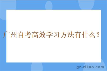 广州自考高效学习方法有什么？