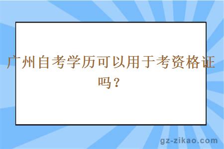 广州自考学历可以用于考资格证吗？