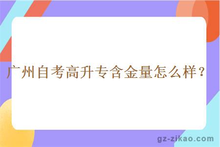 广州自考高升专含金量怎么样？