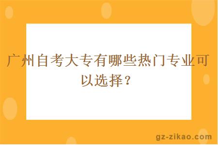 广州自考大专有哪些热门专业可以选择？