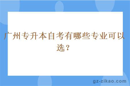 广州专升本自考有哪些专业可以选？