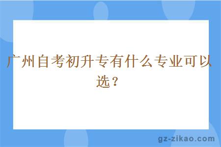 广州自考初升专有什么专业可以选？