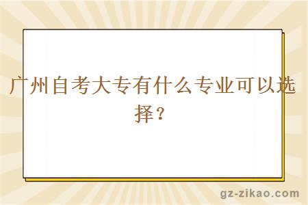 广州自考大专有什么专业可以选择？