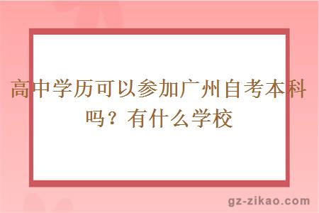 高中学历可以参加广州自考本科吗？有什么学校