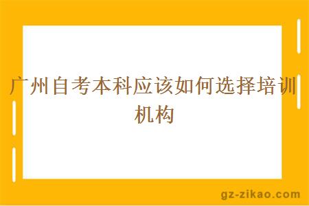 广州自考本科应该如何选择培训机构