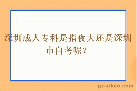 深圳成人专科是指夜大还是深圳市自考呢？