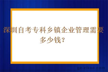 深圳自考专科乡镇企业管理需要多少钱？