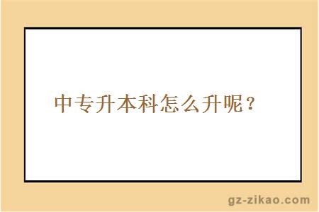 中专升本科怎么升呢？