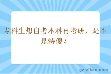 专科生想自考本科再考研，是不是特傻？