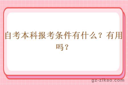 自考本科报考条件有什么？有用吗？