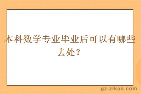 本科数学专业毕业后可以有哪些去处？