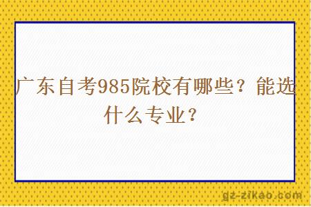 广东自考985院校有哪些？能选什么专业？