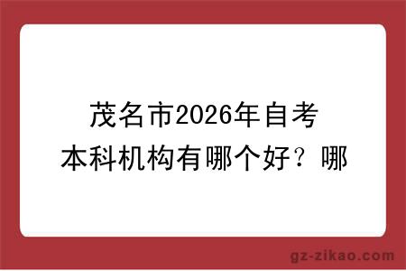 茂名市2026年自考本科机构有哪个好？哪个更便宜？