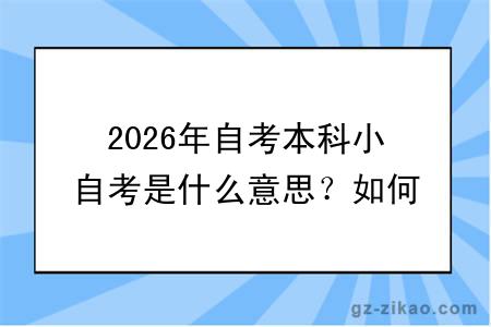 2026年自考本科小自考是什么意思?如何报?
